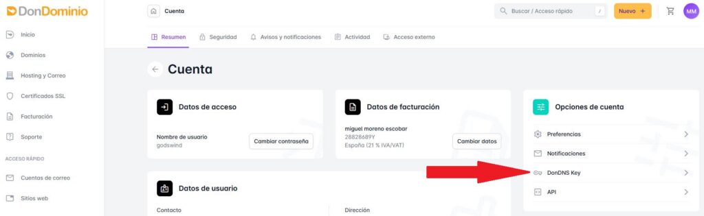 DonDominio api key 3